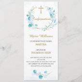 アクアパーソナライズされた確認祈りの言葉カード メニュー (正面)