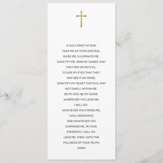 アクアパーソナライズされた確認祈りの言葉カード メニュー (裏面)