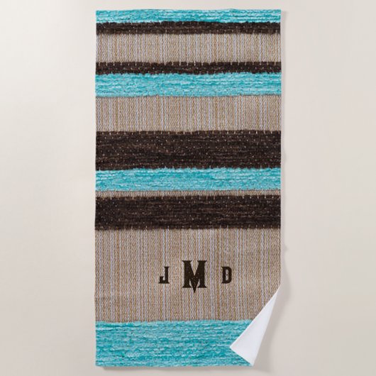 アクアパーソナライズされた/ブルー横型メンズビーチタオル ビーチタオル (正面)