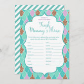 アクアパープルの人魚ベイビーシャワーゲーム招待状 招待状 (正面/裏面)