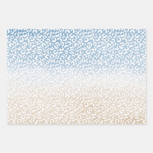 アクアパープルグラデーションウォーターカラーレオパード印刷 ラッピングペーパーシート (正面3)