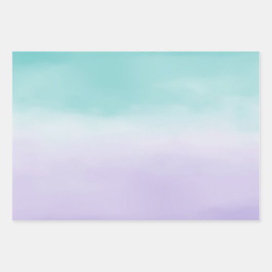 アクアパープルグラデーションウォーターカラーレオパード印刷 ラッピングペーパーシート (正面2)