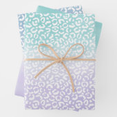 アクアパープルグラデーションウォーターカラーレオパード印刷 ラッピングペーパーシート (インサイチュ)