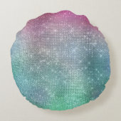 アクアパープルグリッタースパークル金ゴールドユニコーン ラウンドクッション (裏面)
