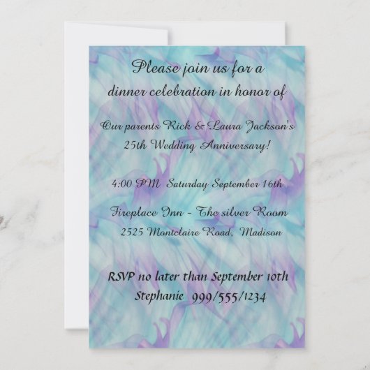 アクアパープルグリッターダックシュントパーティー招待 招待状 (裏面)