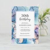 アクアパープルゴールドの誕生日パーティー招待状 招待状 (スタンド正面)