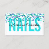 アクアパープルシークンズラージ文字爪、 ネイルQRコード 名刺 (正面)