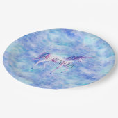 アクアパープルホワイトユニコーン誕生日 ペーパープレート (アングル)