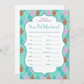 アクアパープルマーメイドベビーシャワーゲーム招待状 招待状 (正面/裏面)