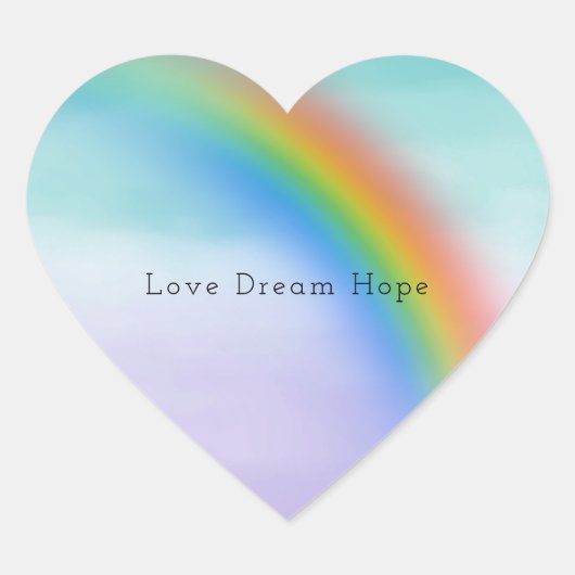 アクアパープルレインボーグラデーション感動的ウ水の色 ハートシール (正面)
