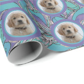 アクアパープル写真ペットママおばあちゃん犬の恋人のギフト ラッピングペーパー (ロールコーナー)