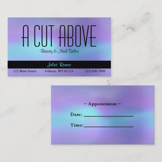 アクアパープル抽象芸術美しいサロン 予約カード (正面/裏面)