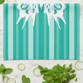 アクアビクトリアンストライプバタフライ キッチンタオル (折り畳み)