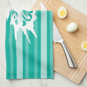 アクアビクトリアンストライプバタフライ キッチンタオル (四つ折り)