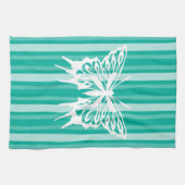 アクアビクトリアンストライプバタフライ キッチンタオル (横)