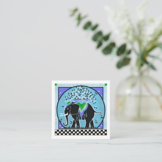 アクアビジネスカードでの象パレード スクエア名刺 (スタンド正面)