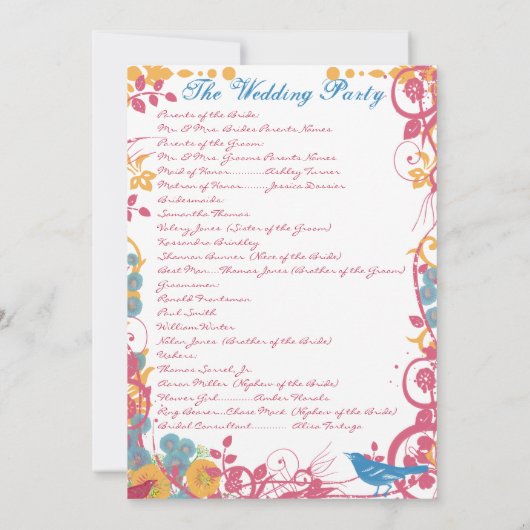 アクアビーズワックスラズベリーワイルドフラワーバード結婚ズ 招待状 (裏面)