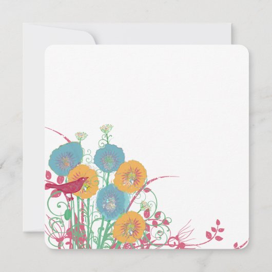 アクアビーズワックスラズベリーワイルドフラワーバード結婚ズ 招待状 (裏面)