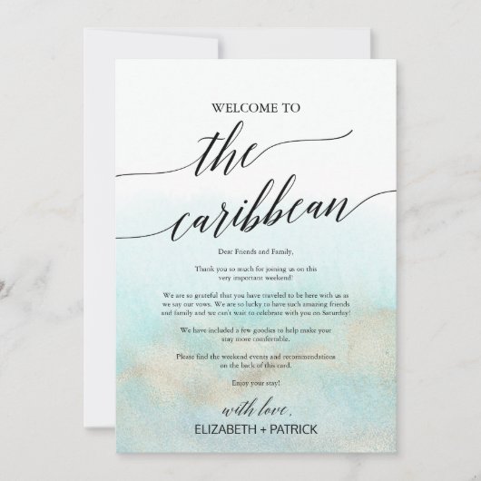 アクアビーチカリブのウェルカムレター&旅程 (正面)