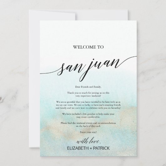 アクアビーチサンファンウェルカムレター&旅程 (正面)