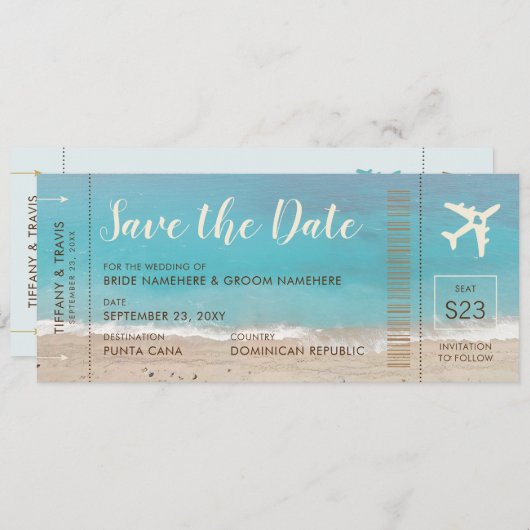 アクアビーチ搭乗券チケット日付カードの保存 案内状 (正面/裏面)