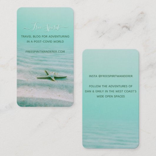 アクアビーチ旅行ブログスターフィッシュ沿岸テンプレート 名刺 (正面/裏面)