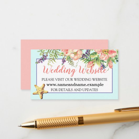 アクアビーチ結婚式フローラシーシェルズパールウェブサイト エンクロージャーカード (正面/裏面インサイチュ)