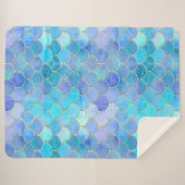 アクアピアセント&金ゴールドマーメイドスケールパターン シェルパブランケット (正面(横))