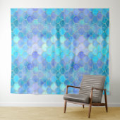 アクアピアセント&金ゴールドマーメイドスケールパターン タペストリー (インサイチュ(横))