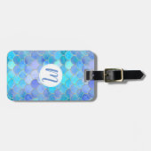 アクアピアセント&金ゴールドマーメイドスケールパターン ラゲッジタグ (正面横)