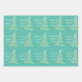 アクアピカラフルンク金ゴールドピースラブジョイ ラッピングペーパーシート (正面)