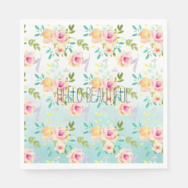 アクアピグラデーションックイエローフローラ スタンダードランチョンナプキン