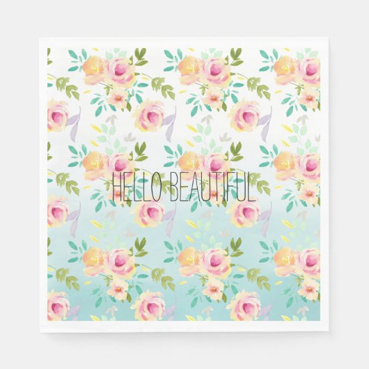 アクアピグラデーションックイエローフローラ スタンダードランチョンナプキン (正面)