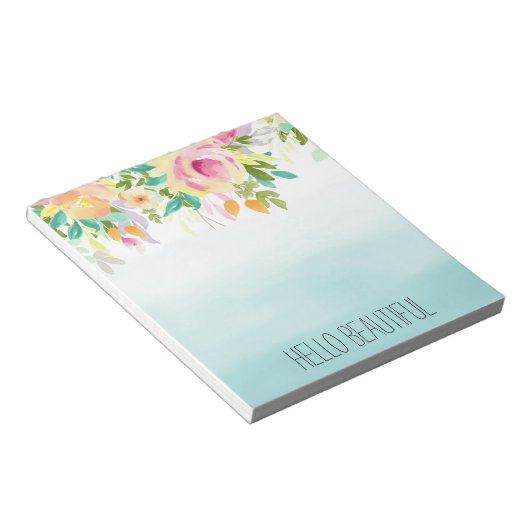 アクアピグラデーションックイエローフローラ ノートパッド (アングル)