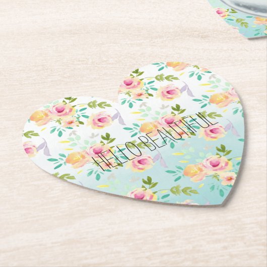 アクアピグラデーションックイエローフローラ ペーパーコースター (アングル)