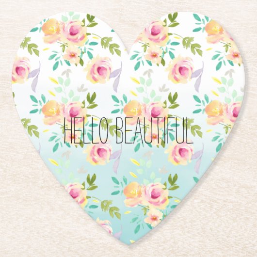 アクアピグラデーションックイエローフローラ ペーパーコースター (正面)