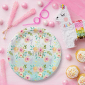 アクアピグラデーションックイエローフローラ ペーパープレート (パーティー)