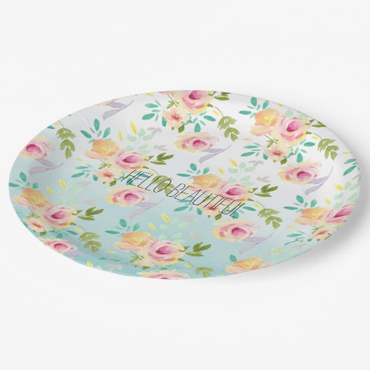 アクアピグラデーションックイエローフローラ ペーパープレート (アングル)