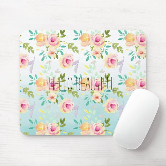 アクアピグラデーションックイエローフローラ マウスパッド (マウス)