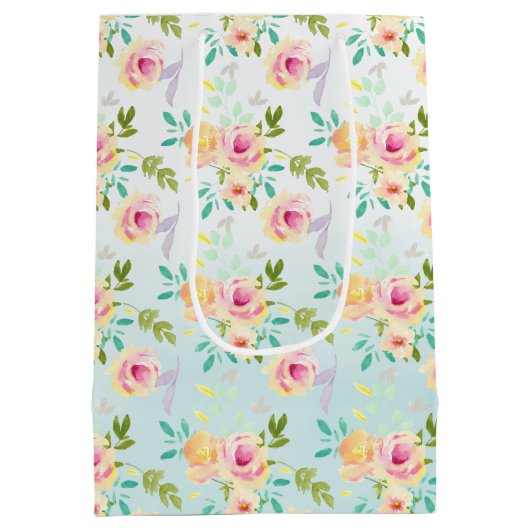 アクアピグラデーションックイエローフローラ ミディアムペーパーバッグ (裏面)