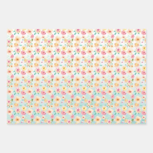アクアピグラデーションックイエローフローラ ラッピングペーパーシート (正面2)