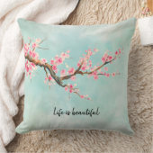 アクアピンクさくらんぼブロッサムフローラ クッション (ブランケット)