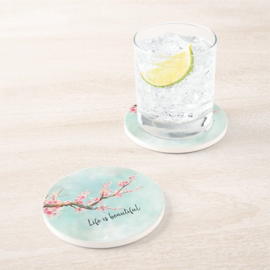 アクアピンクさくらんぼブロッサムフローラ コースター (側面)