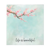 アクアピンクさくらんぼブロッサムフローラ ノートパッド (正面)