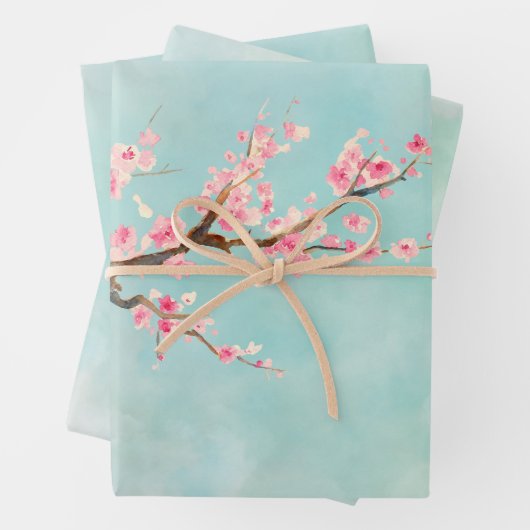 アクアピンクさくらんぼブロッサムフローラ ラッピングペーパーシート (インサイチュ)