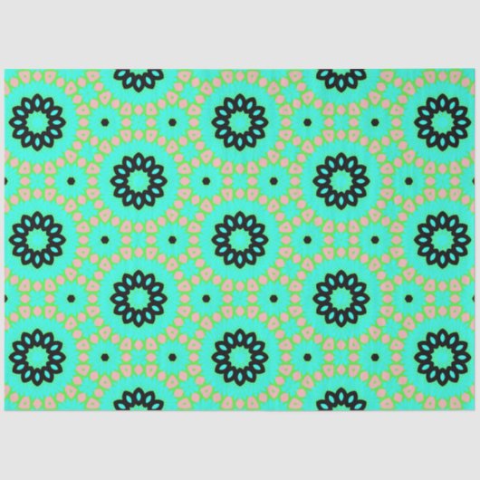 アクアピンクとブラックのフローラデコページ 薄葉紙 (正面)