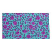 アクアピンクのローズフローラ 枕カバー (裏面-左)