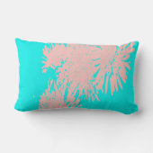 アクアピンクアブストラクトフラワー抽象芸術装飾用クッション ランバークッション (裏面)