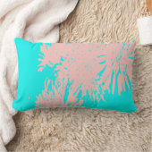 アクアピンクアブストラクトフラワー抽象芸術装飾用クッション ランバークッション (ブランケット)