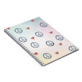 アクアピンクイエロー絞り染めピースサインとハート ノートブック (右側)